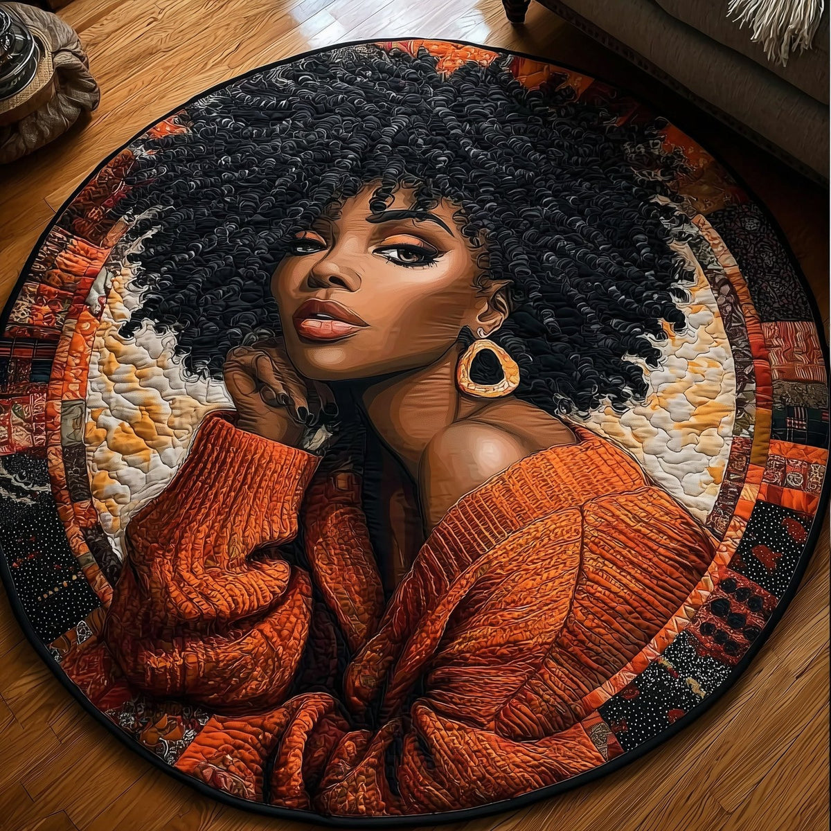Afro Pride (Design 2) Round Mat Rug - washable non-slip printed rug