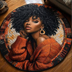 Afro Pride (Design 2) Round Mat Rug - washable non-slip printed rug