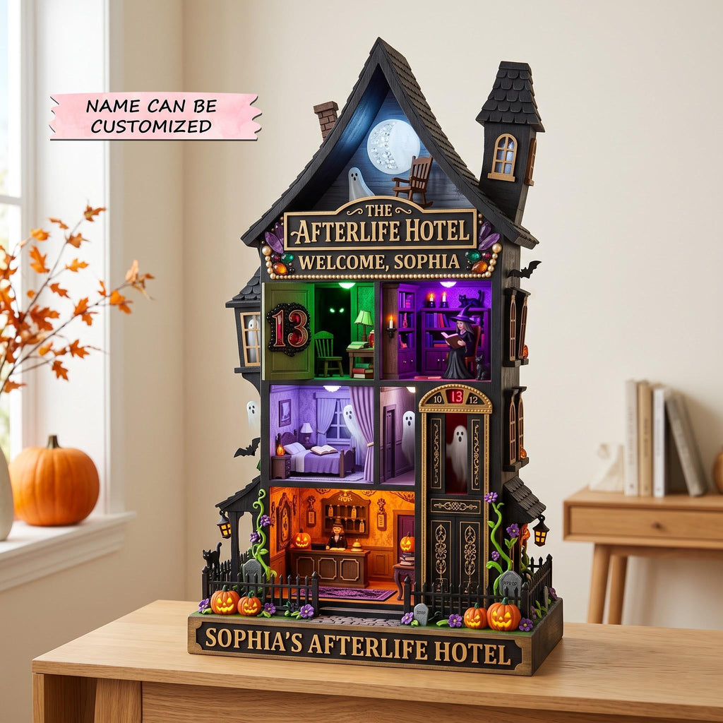 Afterlife Hotel wooden block, laser-cut 3-layer wood