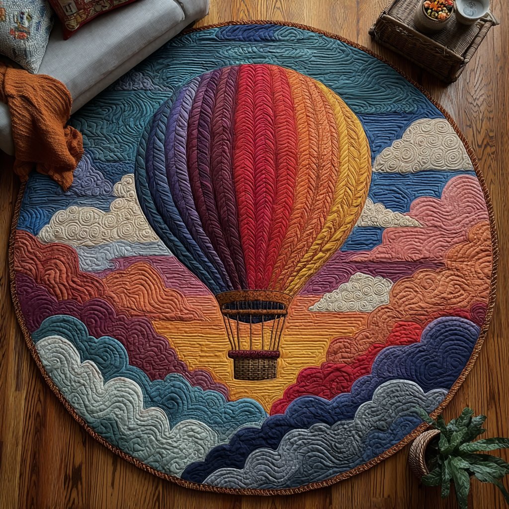 Air Balloon Round Mat Rug - washable non-slip printed rug