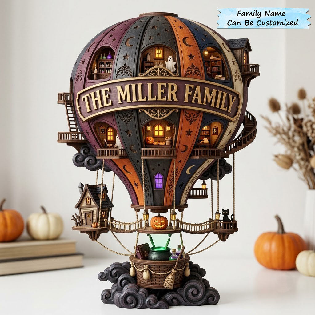 Air Balloon Village wooden block, laser-cut 3-layer wood