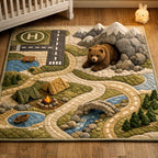 Airfield Play Map area rug in a living room