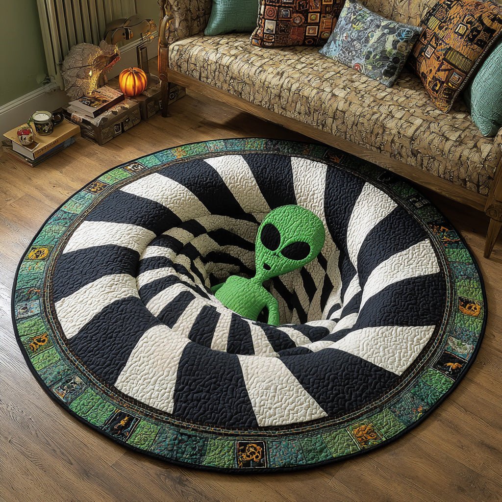 Alien Descent Round Mat Rug - washable non-slip printed rug