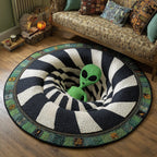 Alien Descent Round Mat Rug - washable non-slip printed rug