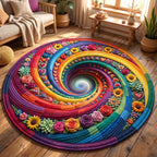 All Love Belongs Round Mat Rug - washable non-slip printed rug