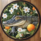 Alligator Chic Round Mat Rug - washable non-slip printed rug