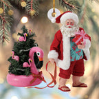 Beach Santa Flamingo Float Christmas Ornament
