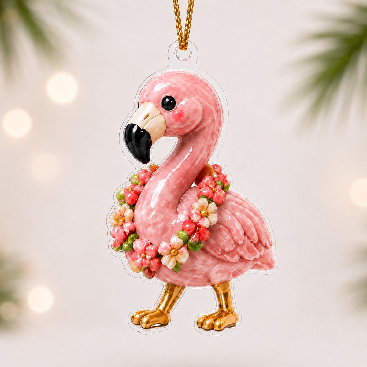 Aloha Flamingo Adorable Christmas Ornament