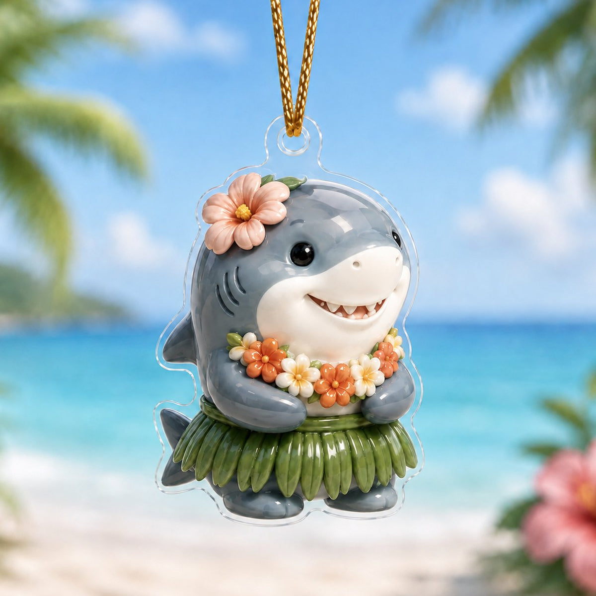 Aloha Shark Adorable Christmas Ornament