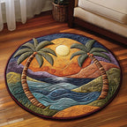 Aloha Horizon Round Mat Rug - washable non-slip printed rug