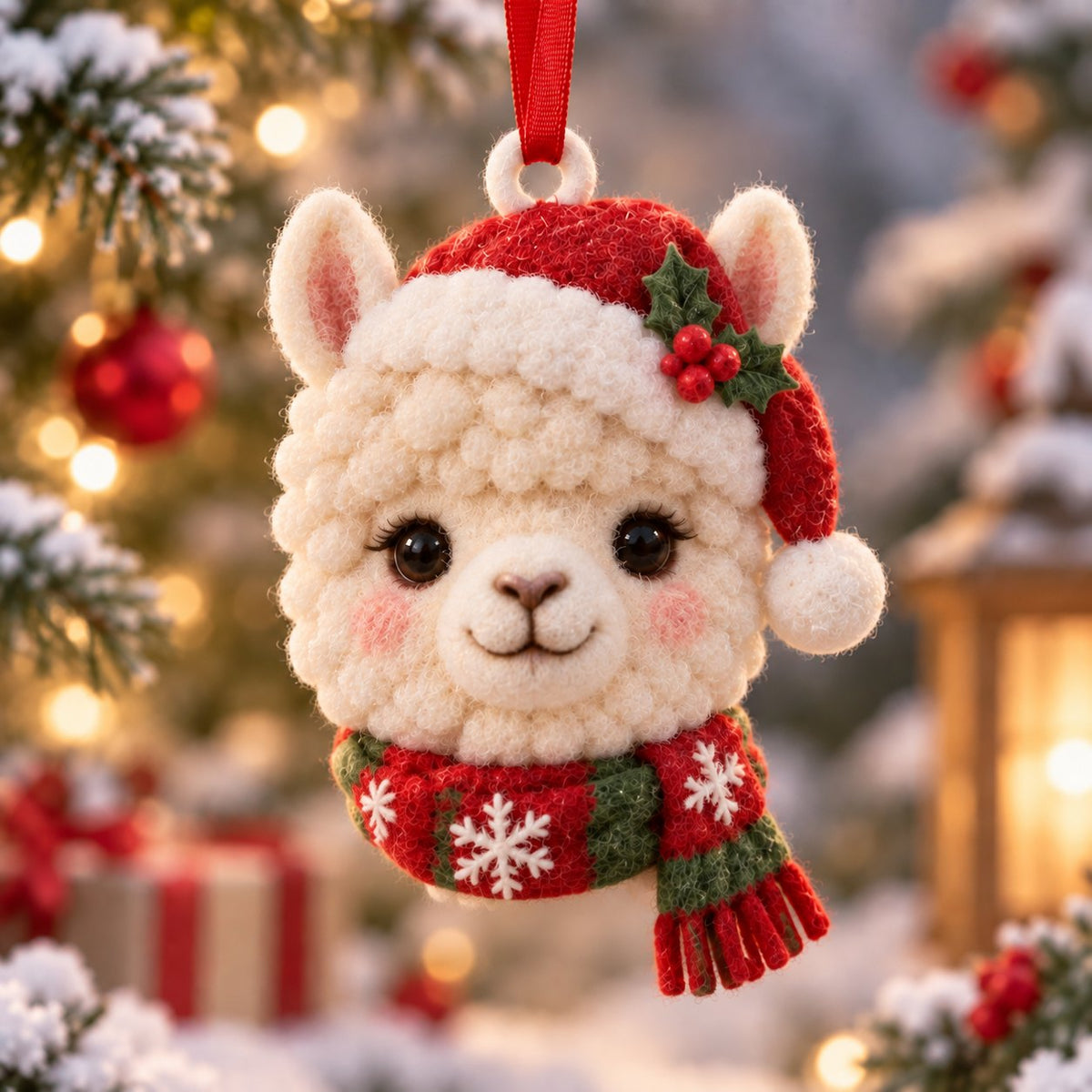 Alpaca Cute Face Christmas Ornament