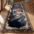 Alpine Christmas Village Runner Carpet Runner Rug - Cute Pet Design | Animal Printed Runner Rug