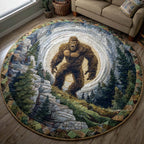 Alpine Howl Round Mat Rug - washable non-slip printed rug