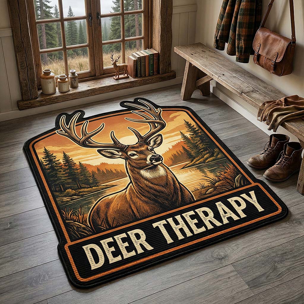 Alpine Serenity Custom Shape Area Rug - Nature Design | Die-Cut Non-Slip Rug - washable non-slip printed rug