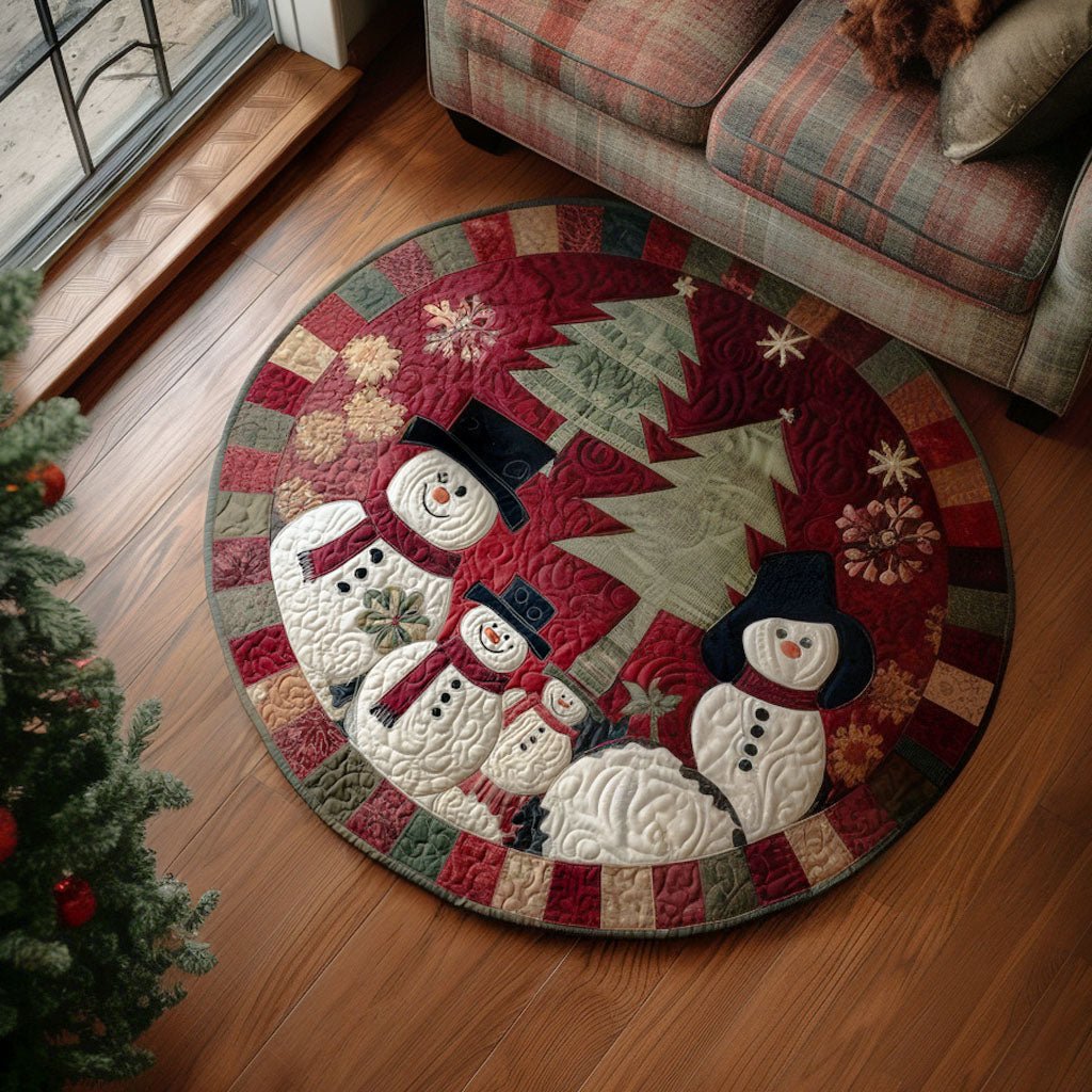 Alpine Smiles Round Mat Rug - washable non-slip printed rug