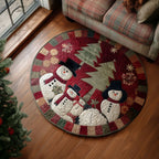 Alpine Smiles Round Mat Rug - washable non-slip printed rug