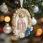 Pearl Rose Madonna Christmas Ornament
