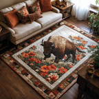 Amber Bison area rug in a living room