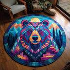 Amber Blaze Round Mat Rug - washable non-slip printed rug