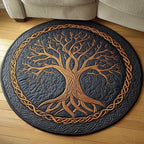 Amber Branches Round Mat Rug - washable non-slip printed rug