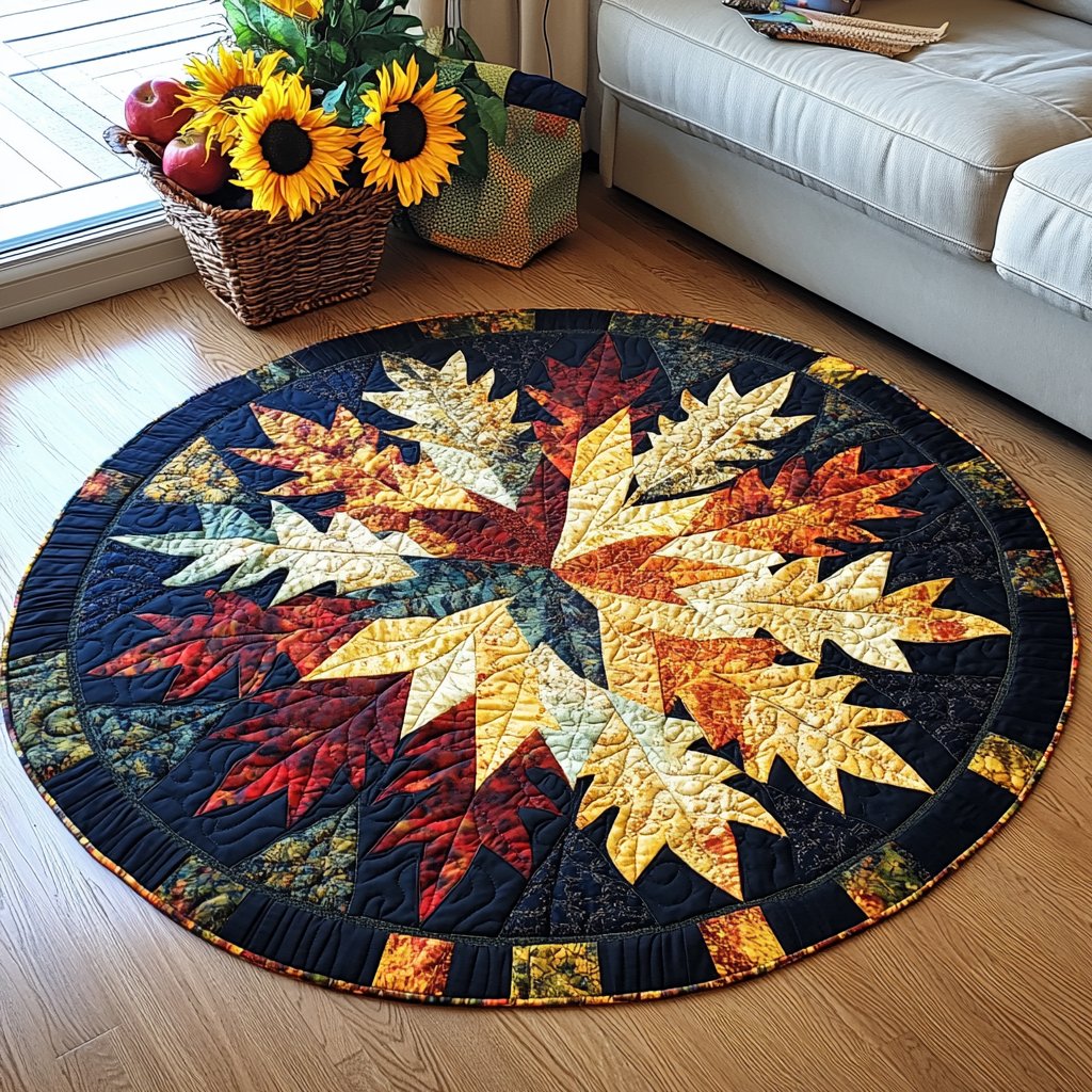 Amber Breeze Round Mat Rug - washable non-slip printed rug