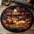 Amber Cozy Retreat Round Mat Rug - washable non-slip printed rug