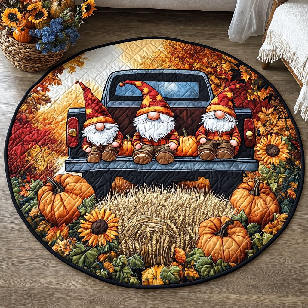 Amber Fall Round Mat Rug - washable non-slip printed rug