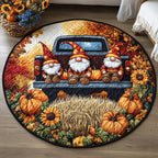 Amber Fall Round Mat Rug - washable non-slip printed rug