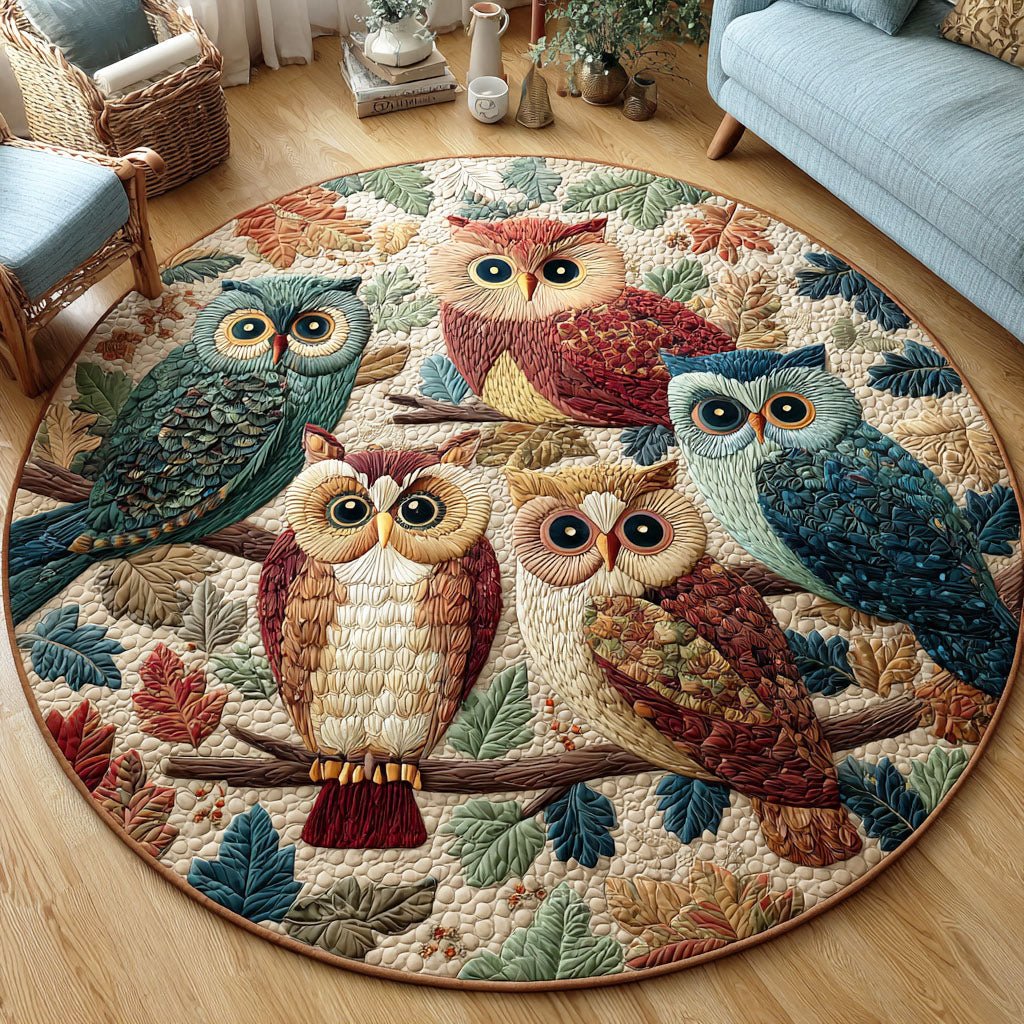 Amber Feathers Round Mat Rug - washable non-slip printed rug
