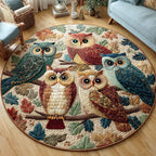 Amber Feathers Round Mat Rug - washable non-slip printed rug