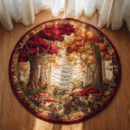 Amber Glow Round Mat Rug - washable non-slip printed rug