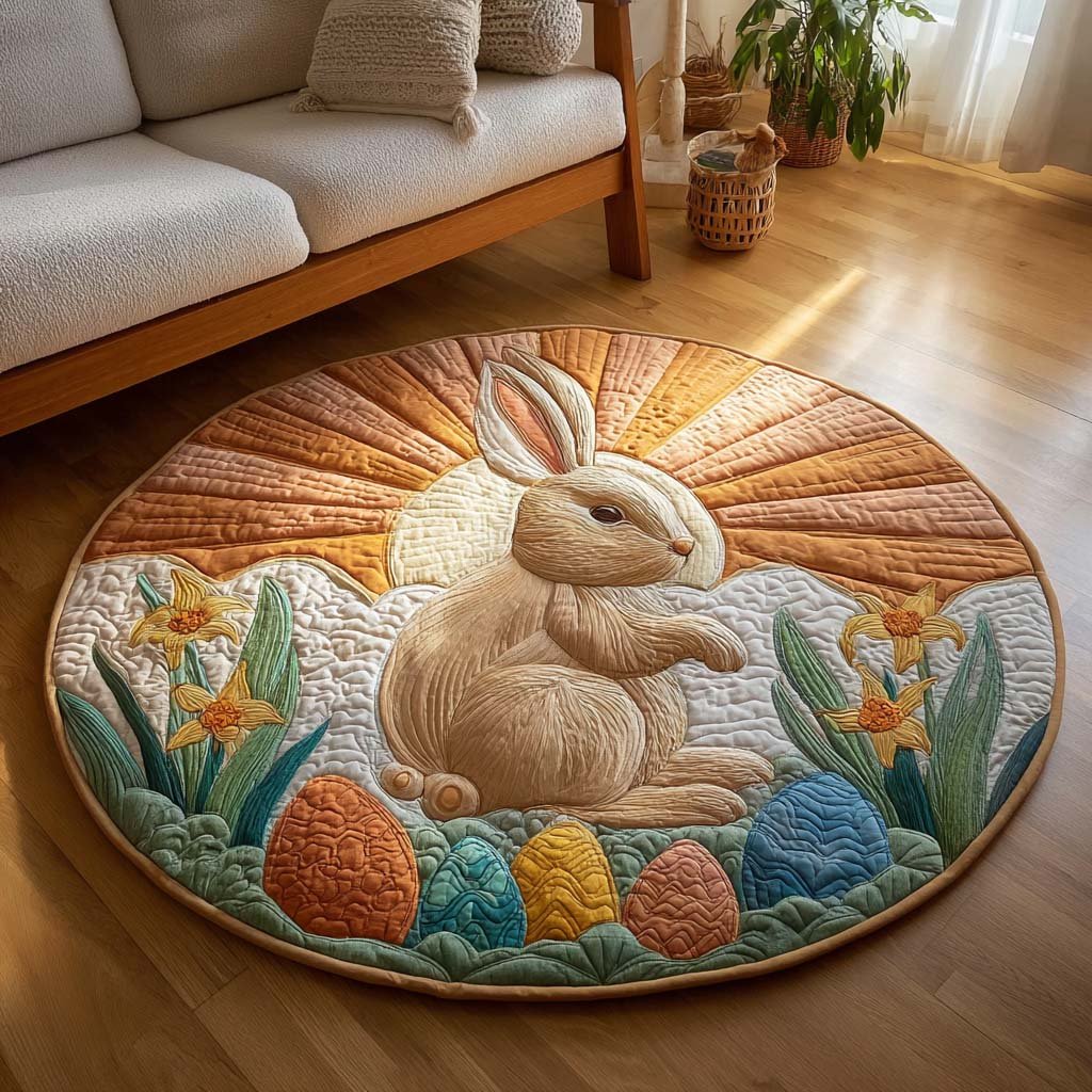 Amber Meadow Round Mat Rug - washable non-slip printed rug