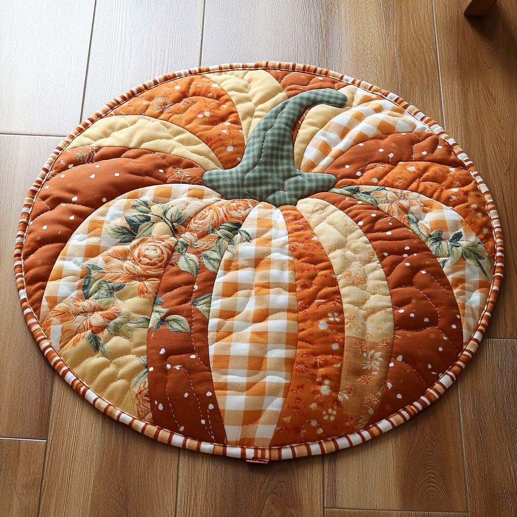 Amber Patch Round Mat Rug - washable non-slip printed rug