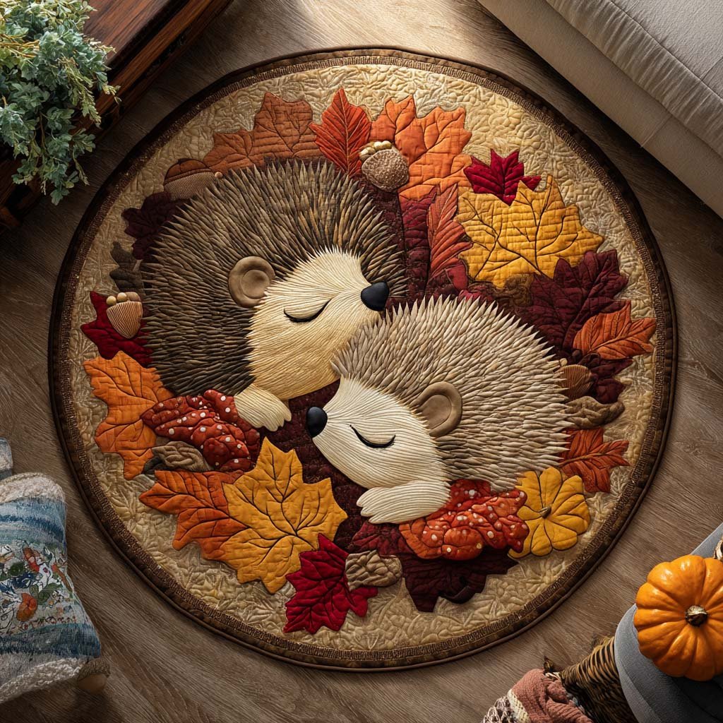 Amber Spines Round Mat Rug - washable non-slip printed rug