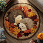 Amber Spines Round Mat Rug - washable non-slip printed rug