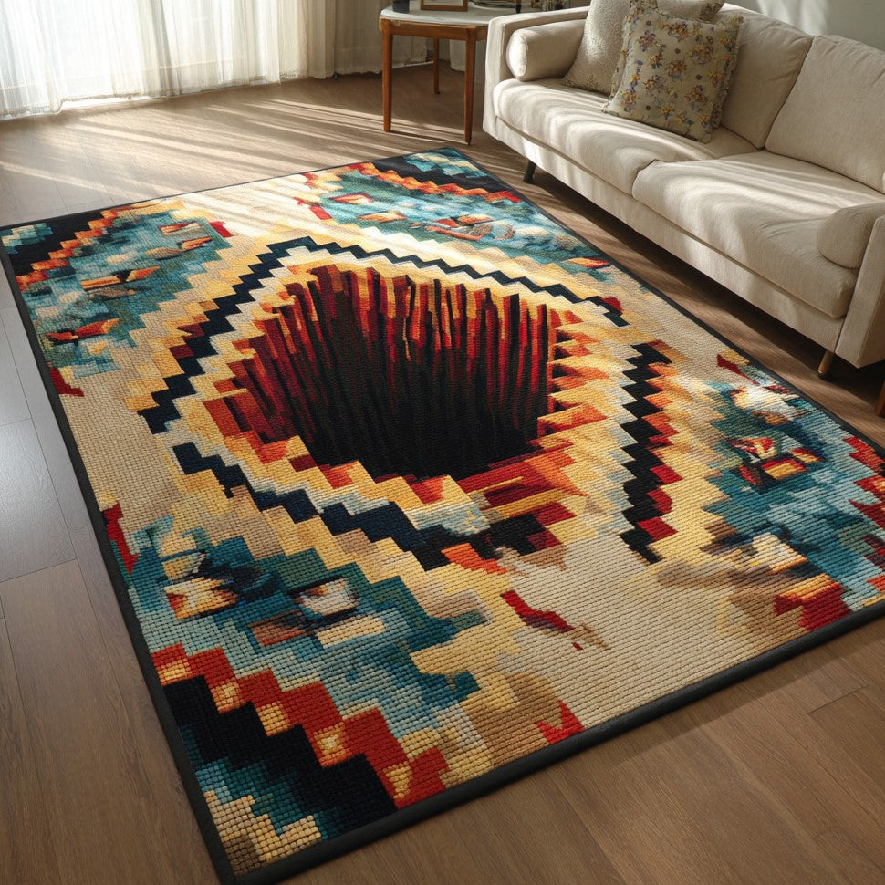 Amber Sun area rug in a living room