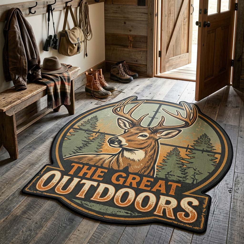 Amber Wilderness Custom Shape Area Rug - Nature Design | Die-Cut Non-Slip Rug - washable non-slip printed rug