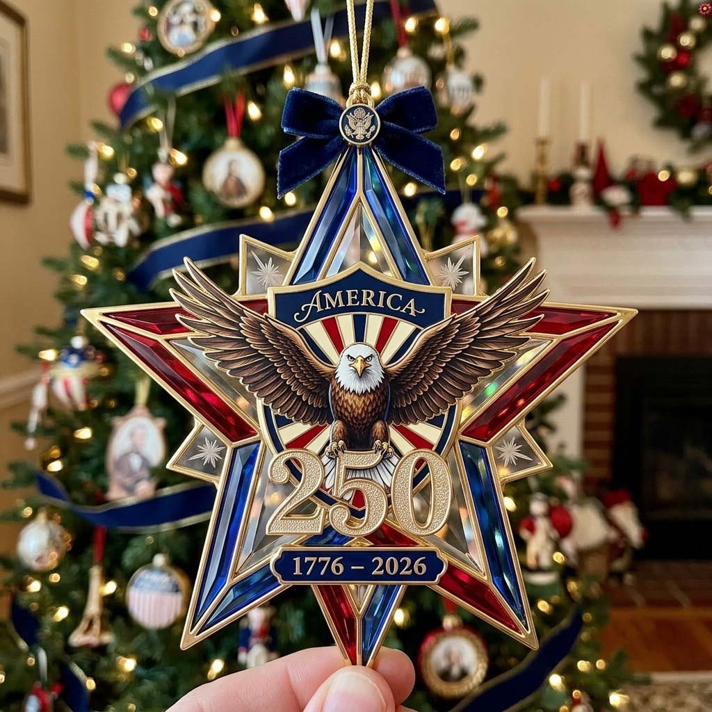 America 250 Eagle Star Christmas Ornament