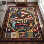 America 250 area rug in a living room