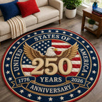 America 250 Eagle Round Mat Rug - washable non-slip printed rug