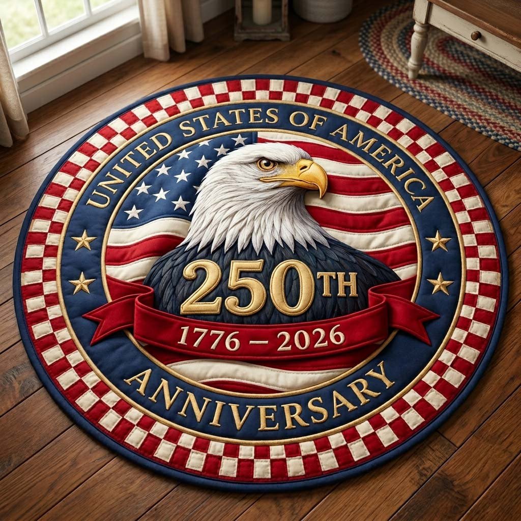 America 250 Eagle Round Mat Rug - Nature Design | Serene Home Decor