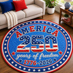 America 250 Freedom Round Mat Rug - washable non-slip printed rug