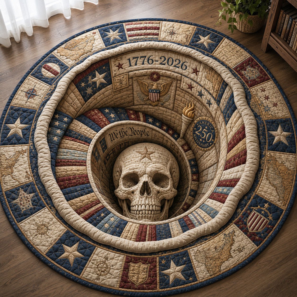 America 250 Heritage Tunnel Round Mat Rug - washable non-slip printed rug
