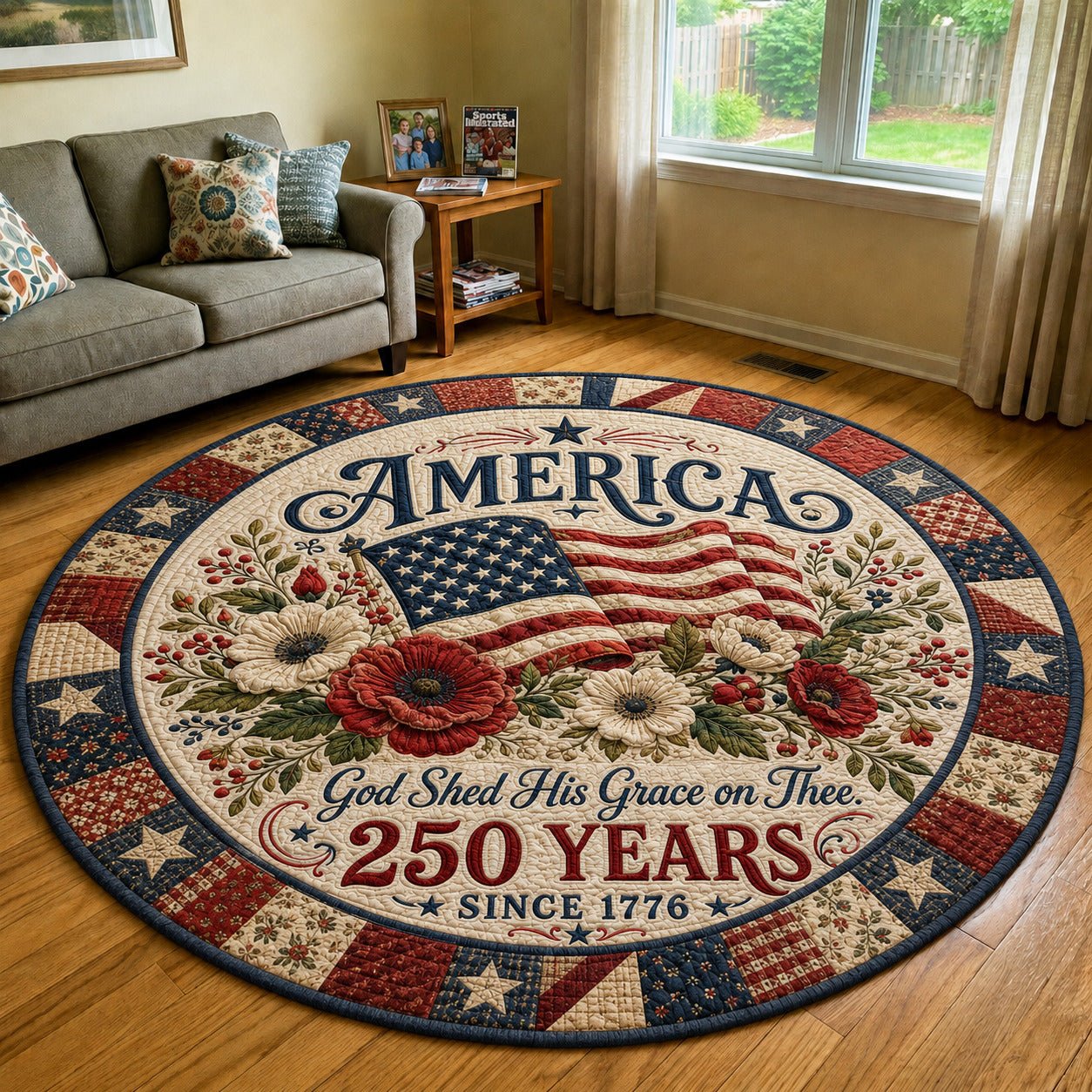 America 250 Round Mat Rug - Nature Design | Serene Home Decor