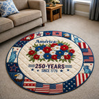 America 250 Years Round Mat Rug - washable non-slip printed rug