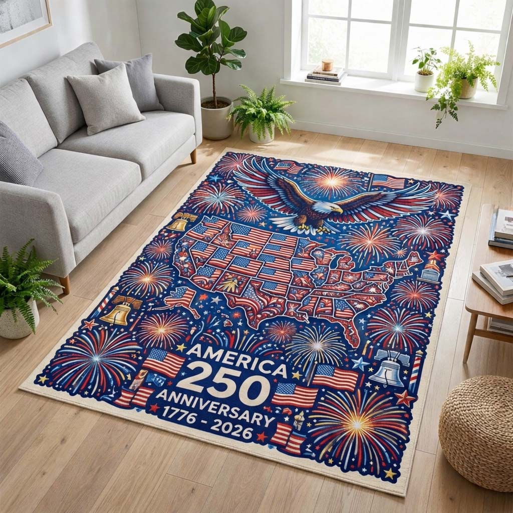 America Celebration area rug in a living room
