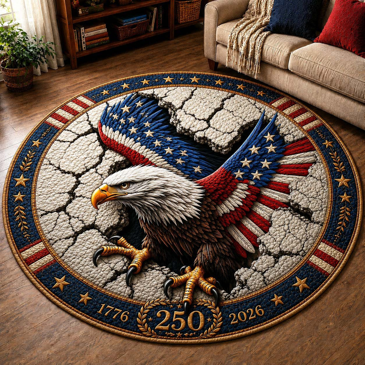 America Eagle Freedom Round Mat Rug - washable non-slip printed rug