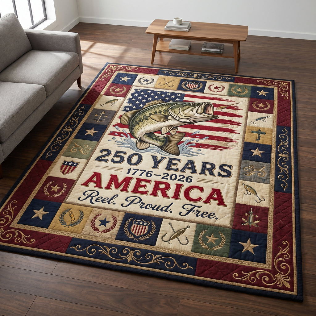 America Fishing area rug in a living room