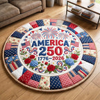 America Glory Round Mat Rug - washable non-slip printed rug