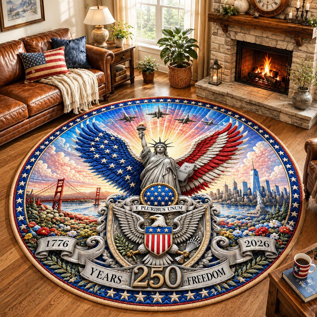 America Liberty Anniversary Round Mat Rug - Nature Design | Serene Home Decor